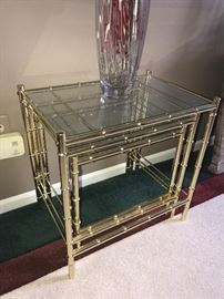 METAL BAMBOO AND GLASS NESTING TABLES