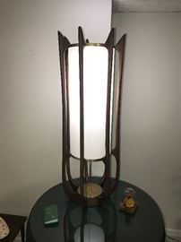 LARGE MCM DANISH TEAK LAMP-ORIGINAL SHADE!
