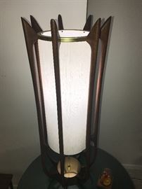 LARGE MCM DANISH TEAK LAMP-ORIGINAL SHADE!