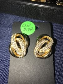 CHRISTIAN DIOR CRYSTAL CLIP-ON EARRINGS