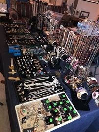 TON OF COSTUME JEWELRY, VINTAGE JEWELRY, STERLING SILVER, DESIGNER AND GOLD JEWELRY