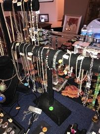 TON OF COSTUME JEWELRY, VINTAGE JEWELRY, STERLING SILVER, DESIGNER AND GOLD JEWELRY