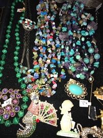 TON OF COSTUME JEWELRY, VINTAGE JEWELRY, STERLING SILVER, DESIGNER AND GOLD JEWELRY