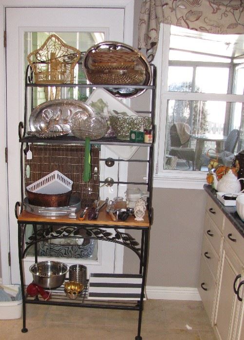 Bakers Rack And kitchenware 