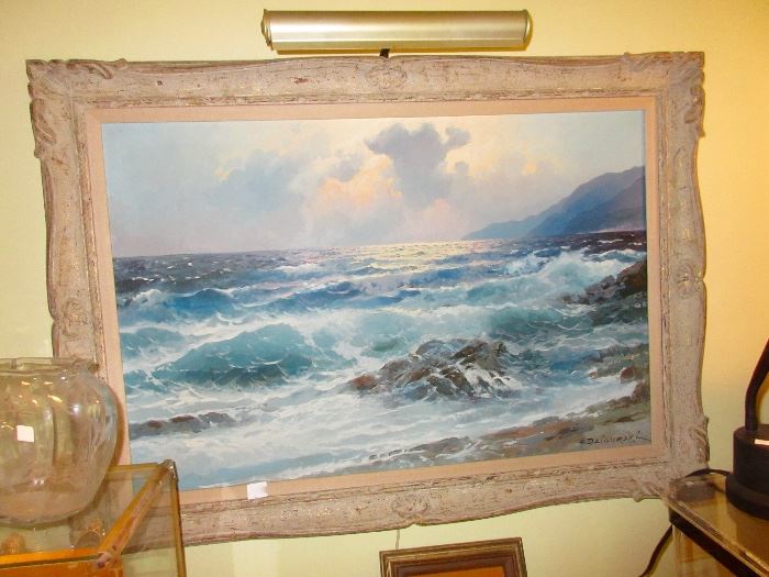 we have 3 of these sea scapes, all signed Alex Dzigurski. We found him . 