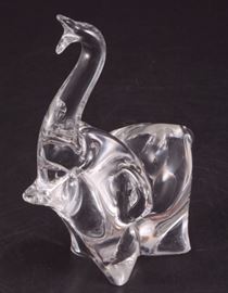 Lot 4: Larson Handmade Crystal Elephant w/Trunk Up