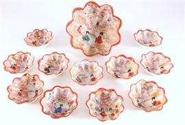 Lot 11: 12 Red Rim Geisha Girl Japanese Footed Bowls