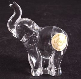 Lot 5: Lenox Full Lead Crystal Elephant w/Trunk Up