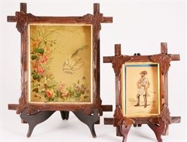 Lot 18: Folk Tramp Adirondack Carved Wood Framed Artwork
