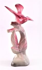 Lot 27: Pink Ceramic Bird on Branch