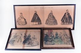 Lot 20: 3 Framed Womens Fashions For 1861