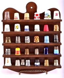 Lot 23: Thimbles & Wooded Display Rack