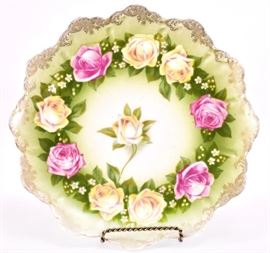 Lot 29: Yellow & Pink Ring of Roses Decorative Plate