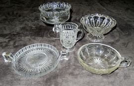Lot 37A: 5 Pressed Clear Glass Pieces