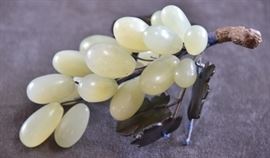 Lot 54: Jadeite Jade Grape Cluster & Carved Leaves