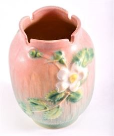 Lot 55: Roseville Pottery "White Rose" Pattern Pink Vase
