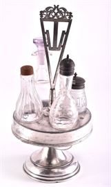 Lot 68: Vintage Silverplate Cruet/Condiment Set