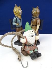 Pair of Wood Cat Vase Statues