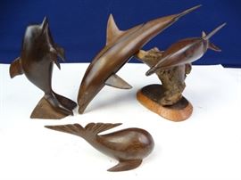 Solid Hardwood Dolphin Whale Displays
