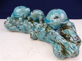 Turquoise Turtles on Log