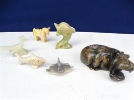 Various Carved Marble Stone Animal Figurines