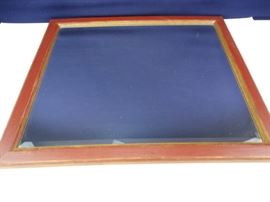 Red Framed Bevelled Mirror