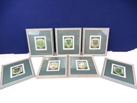 Set of 7 Matted Framed Vintage Seed Packets