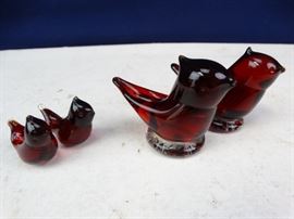 Small Signed Glass Figurines Birds