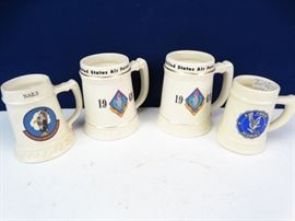 4 Various Vintage Air Force Mugs