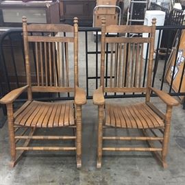 Two Cracker Barrel Rocking Chairs