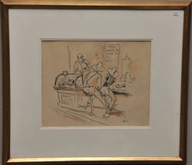 Thomas Hart Benton Pen and Ink Drawing