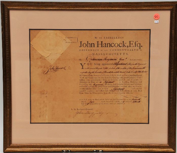 John Hancock 1791 Commission