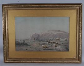 H.M. Marlatt Watercolor with Indian