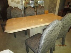 Carrara Marble table with pedestal (approx 6 3/4' x 3 1/4' wide