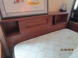 Mid Century Modern Basset bookcase headboard and bed frame