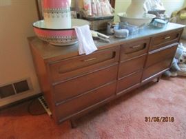 Mid Century Modern Basset Dresser with Mirror