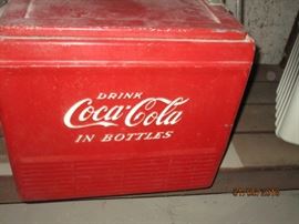 Coca Cola cooler with opener on side