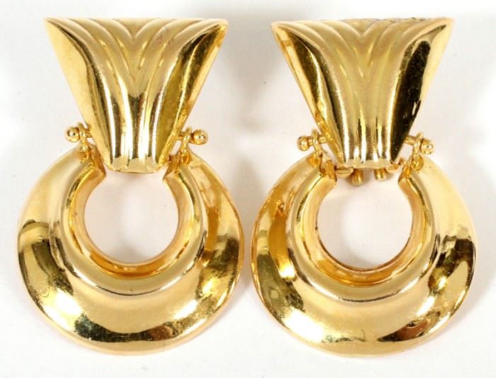 14KT GOLD DANGLE EARRINGS, PAIR, H 1 3/8", W 7/8"
Lot # 0010 