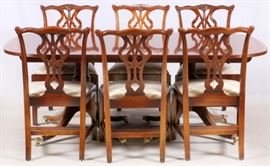 CHIPPENDALE STYLE MAHOGANY TABLE & CHAIRS, 9 PCS
Lot # 0022
