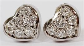 .40CT DIAMOND AND 14KT WHITE GOLD HEART EARRINGS, PAIR, L 1/2"
Lot # 0118 