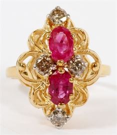 1.55CT NATURAL RUBIES AND .50CT DIAMOND RING, L 3/4" (APPROX.), SIZE 7.25
Lot # 0120 