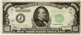 US FEDERAL RESERVE NOTE $1,000, 1934
Lot # 0253 
