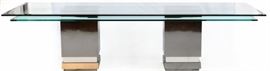 MODERN LAYERED GLASS TOP DINING TABLE, H 30", W 48", L 120"
Lot # 1063 