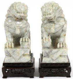 CHINESE CARVED JADE FOO DOGS, PAIR, H 5 1/2", W 2 3/8", L 3 1/2"
Lot # 1099 