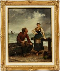 SIGNED DUTCH OIL ON CANVAS, H 20'', W 15'', DUTCH COUPLE
Lot # 1263 