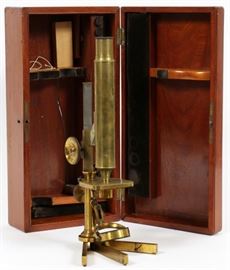 ANTIQUE GERMAN MICROSCOPE, H 13", W 7"
Lot # 1418 