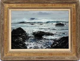 PETER ELLENSHAW (BRITISH AMERICAN, 1913-2007) OIL ON CANVAS, LATE 20TH C., H 16", W 24", CALIFORNIA COASTAL SCENE
Lot # 2003 