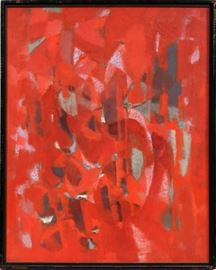 NORMAN WILFRED LEWIS (AMERICAN, 1909-1979), OIL ON CANVAS, H 35", W 28", "RED PRESENCE"
Lot # 2006 