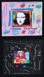 PETER MAX (AMERICAN, B. 1937), EMBELLISHED MIXED MEDIA PRINTS, LATE 20TH C., 2 PIECES, H 12", W 13 3/4"
Lot # 2012 