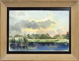 SIGNED JAN STANISLAWSKI WATERCOLOR, H 12", W 16", MARSH LANDSCAPE
Lot # 2081 